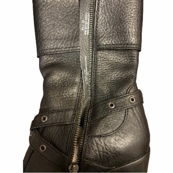 Born Boots Gilary Style Black Leather, Chunky Heel, Cuffed, Moto - Picture 8 of 8